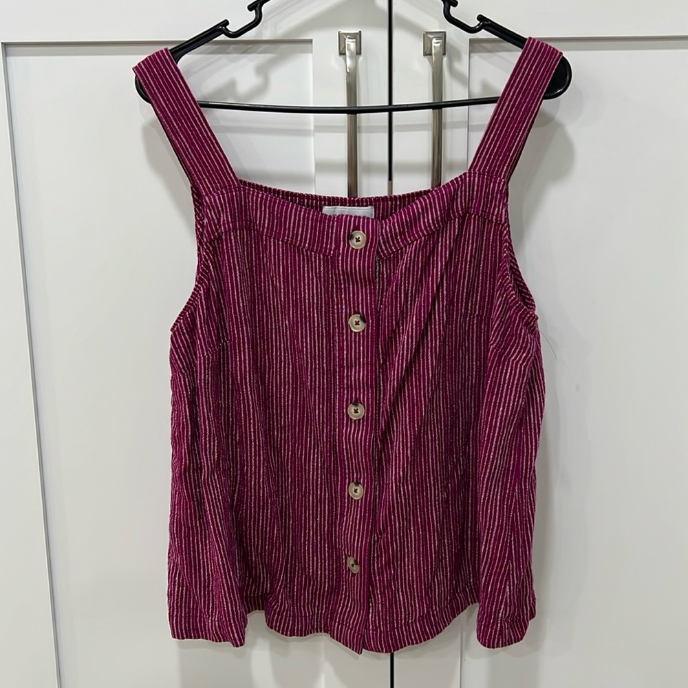 Liz Claiborne Linen Blend Striped Tank Large